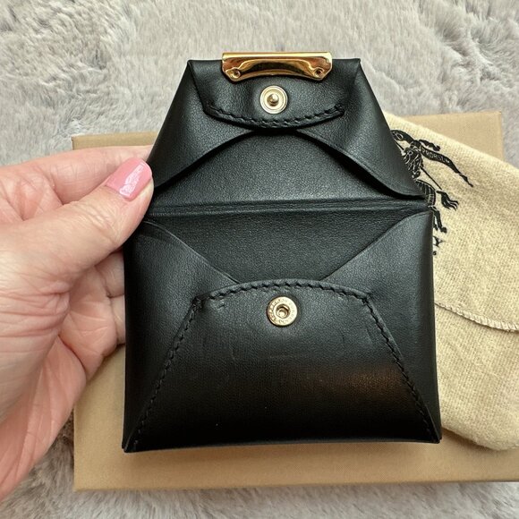 Authentic Burberry Black Smooth Leather Claxton Coin Case - Picture 4 of 12